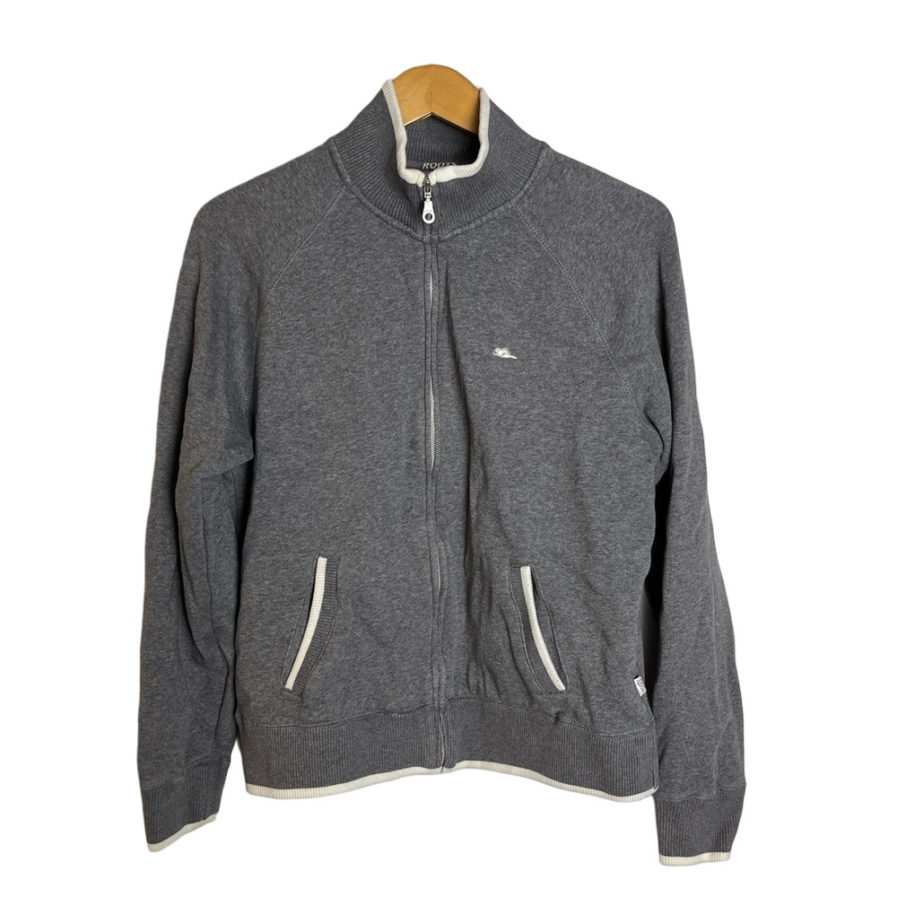 Roots Womens Full Zip Jacket L Grey Heather Sweatshirt Canadian Cabin Cotton